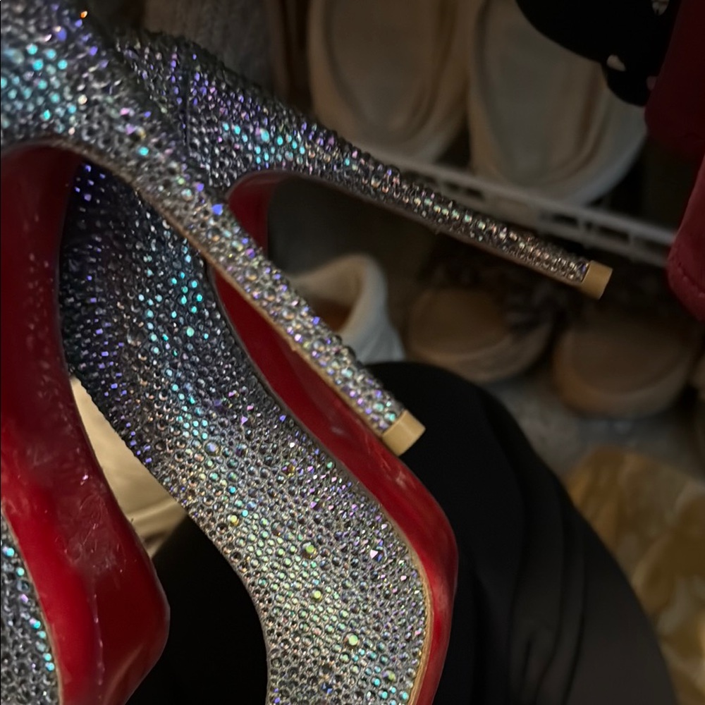 Louboutin Pigalle 100 Surde Silver High Heels - Picture 5 of 12